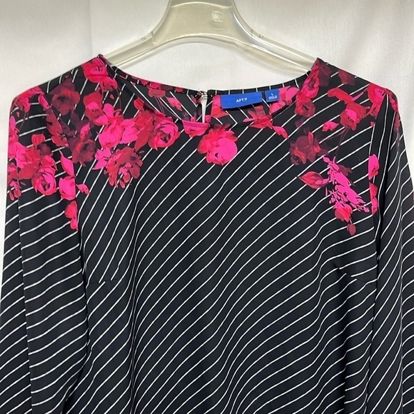 Apt.9 Blouse Hi -Low Floral Stripes Top ✝️ - Picture 3 of 11